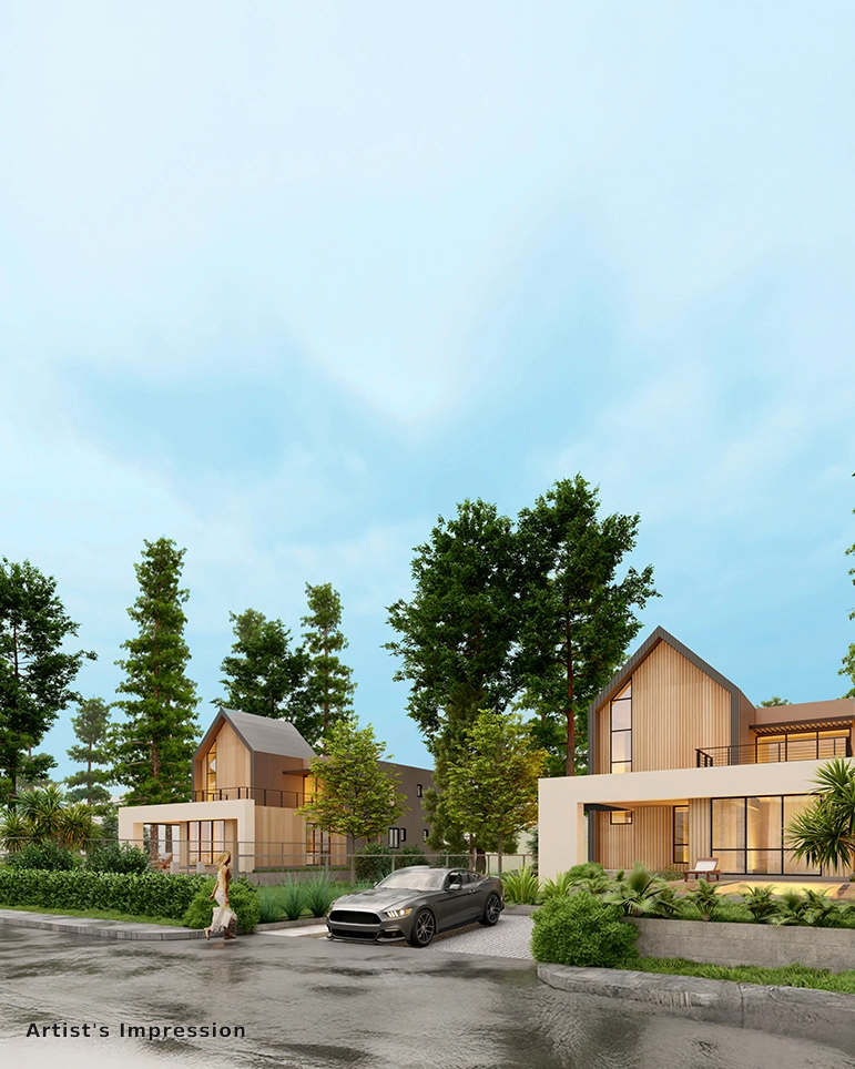 Rustomjee Belle Vue Kasara developer illustration; representation only, villa plots are sold separately from home construction
